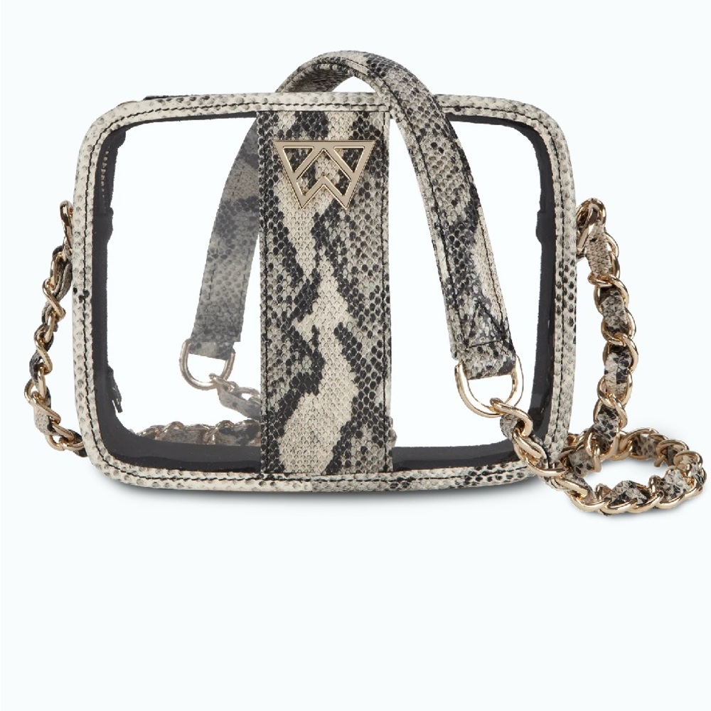 Kelly Wynne Clear Mingle Bag in Snakeskin
